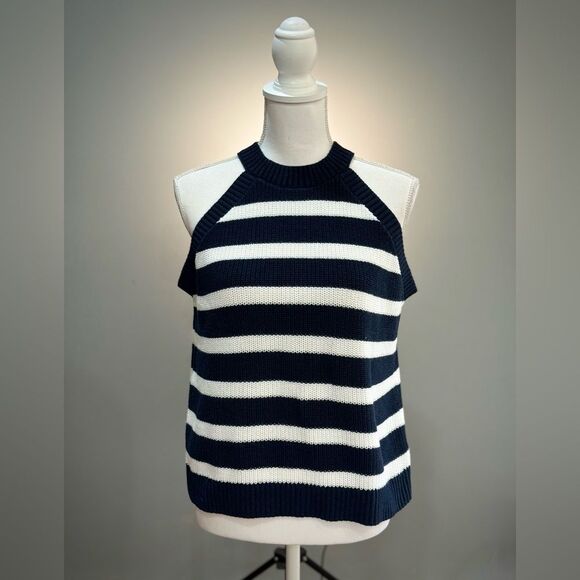Navy/White Old Navy Sleeveless Sweater Size L EUC - Picture 1 of 6